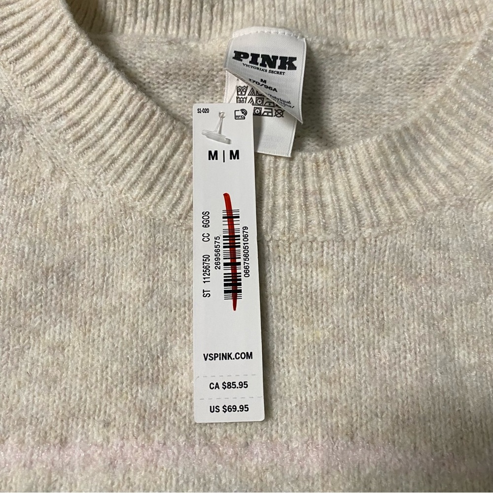 PINK Victoria's Secret Cream and Light Pink Striped Knit Sweater - Picture 6 of 6